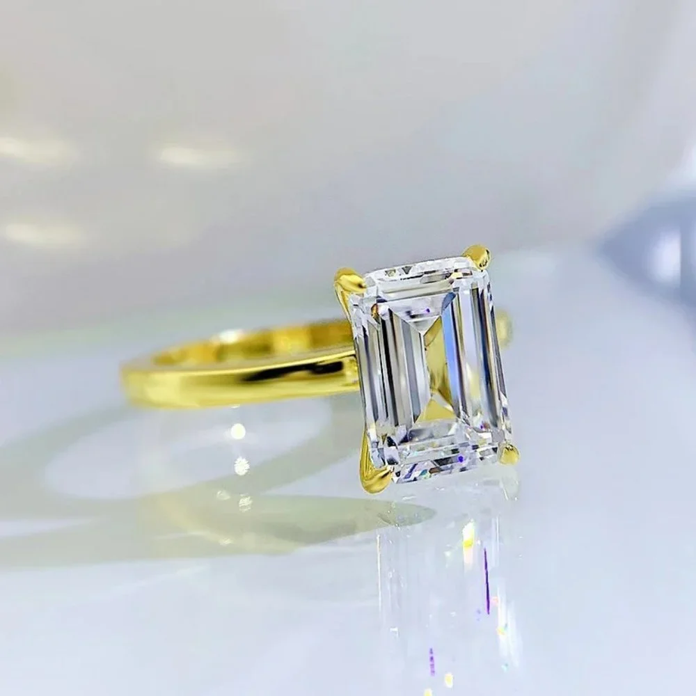Certified 2.5 ct. t.w. Moissanite Diamond Emerald Cut Engagement Ring NEW - Picture 5 of 15